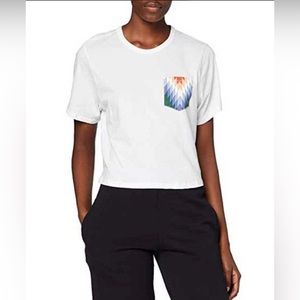 Hurley Crop T-Shirt Outsiders Crew Pocket Short Sleeve